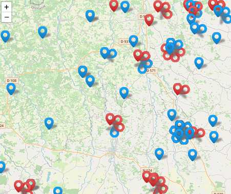 Carte des hébergements Clévacances, gîtes, chambres d'hôtes, insolites, dans le Gers et les Landes